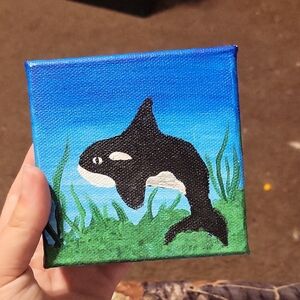 Orca Canvas Art with Blue and Black Accents
